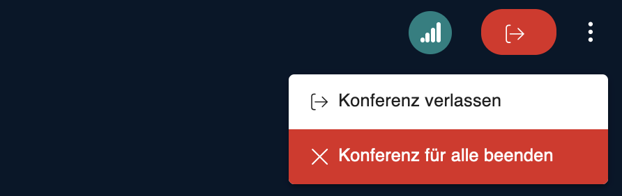 Knopf zum Verlassen der Konferenz
