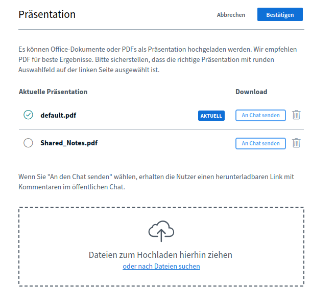 Präsentationen verwalten