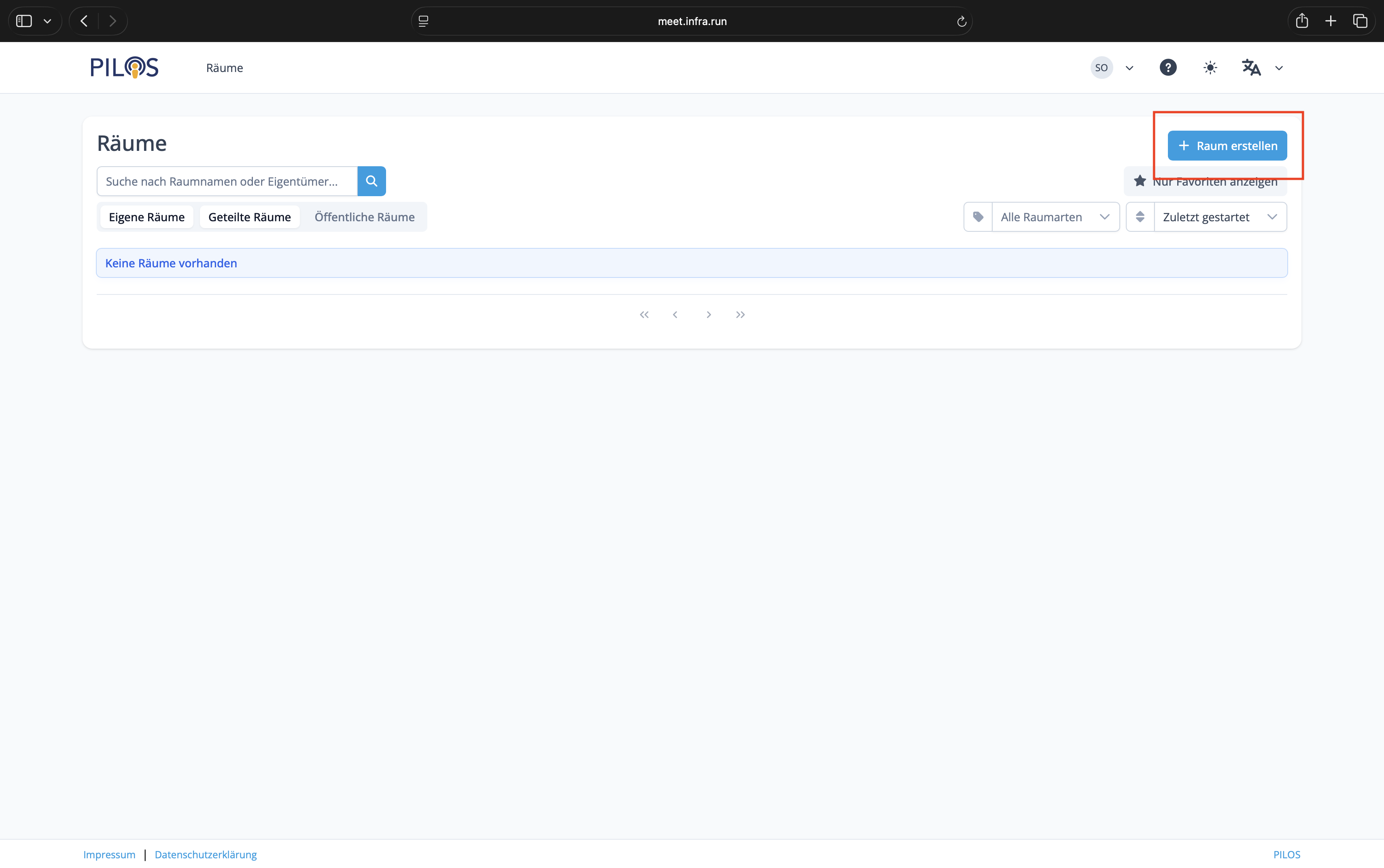 neuen Raum erstellen