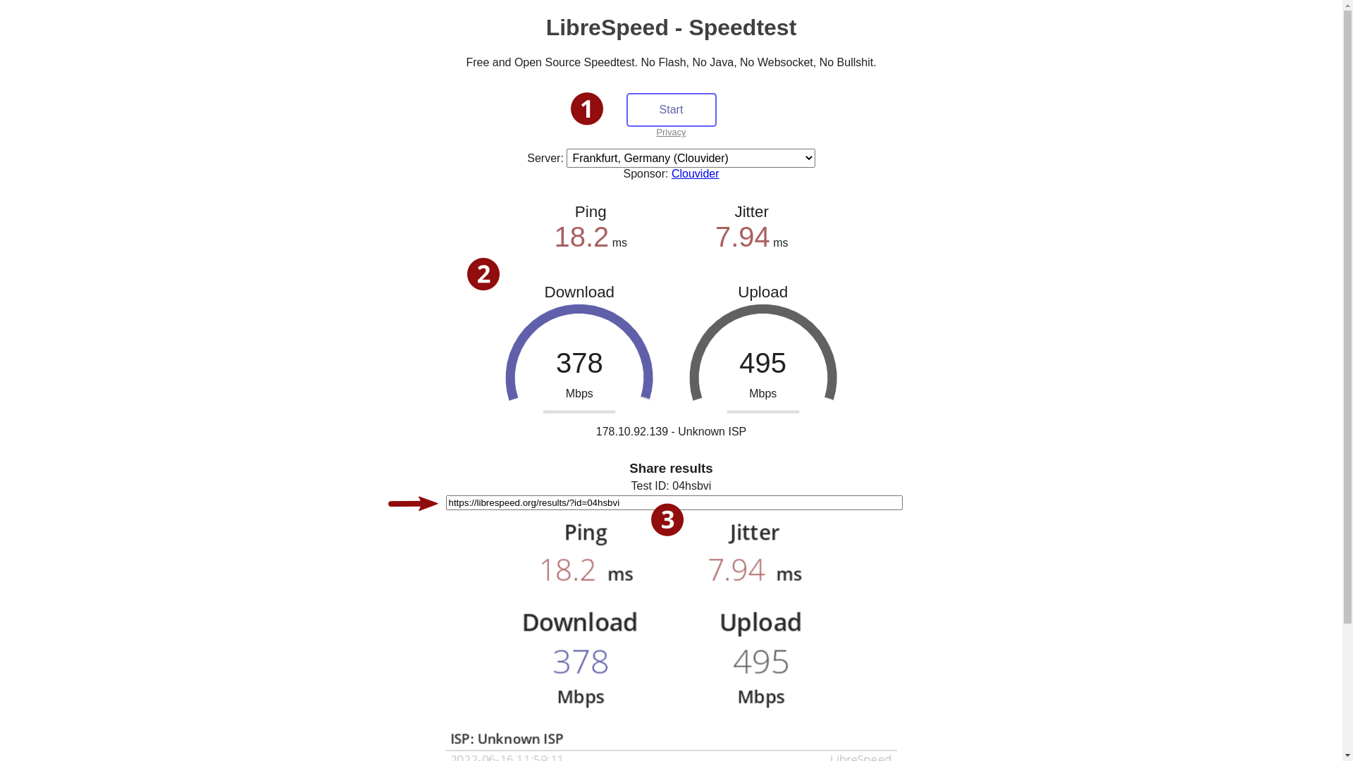 Speedtest mit LibreSpeed